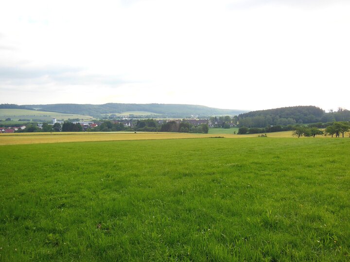 Sicht NNO über Rischenau (Mitte) und Falkenhagen (Mitte hinten)